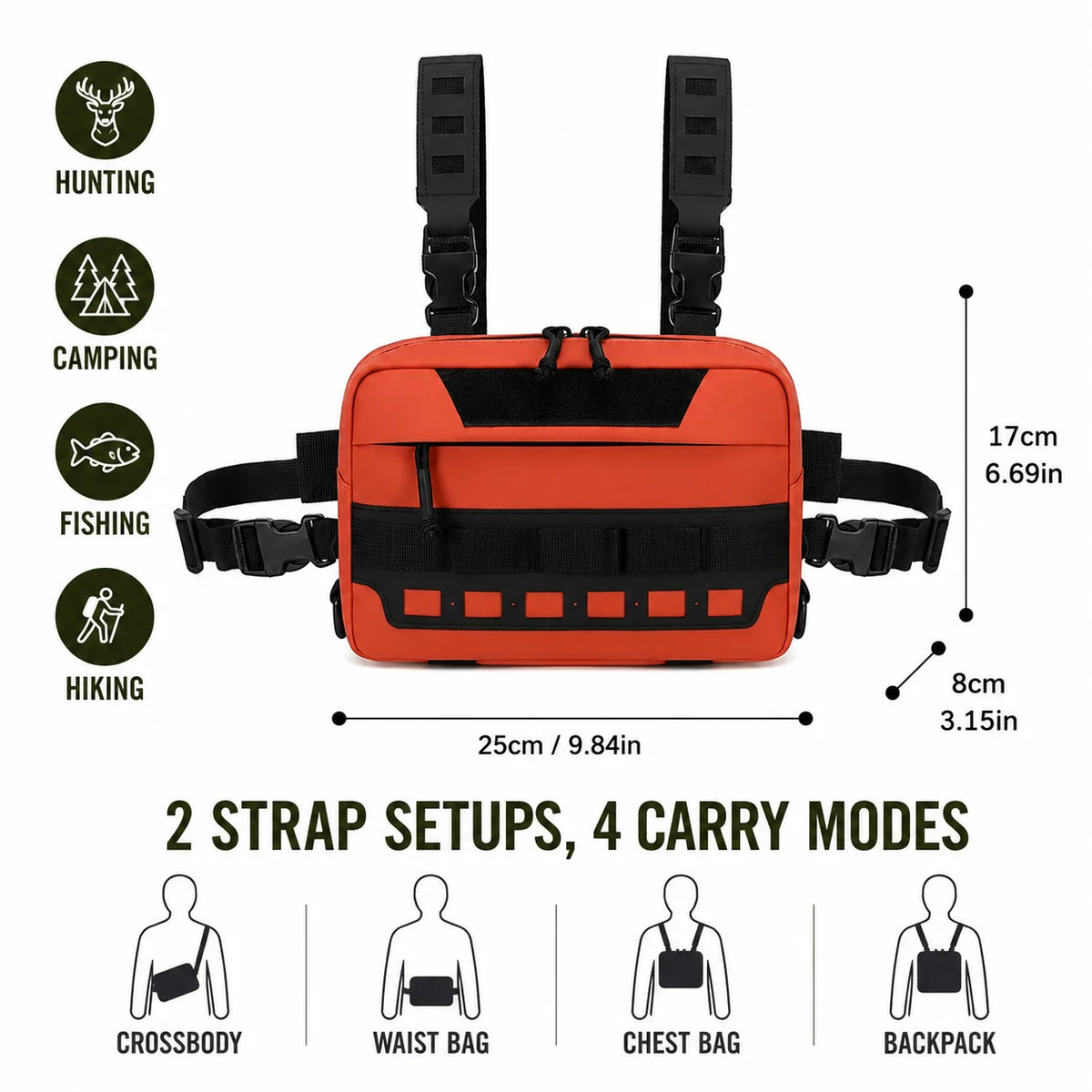 Tactical Bag MOLLE Hunting Chest Bag Fishing Pack Waist Bag Hunting Hiking Camping Outdoor Sports