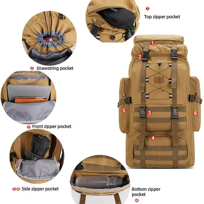 Large Camping Backpack Travel Luggage Bag 80L Men Hiking Climbing Mountaineering Shoulder Pack Molle Outdoor Tactical Rucksack