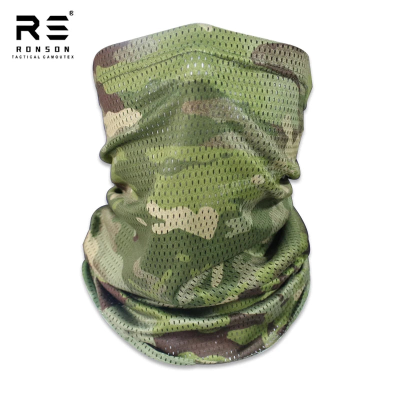 Tactical Camouflage Lightweight Mesh Fabric Sunscreen Mask Scarf Outdoor Sports Breathable Riding Sun Protection Quick Dry