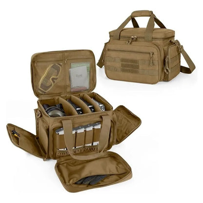 Tactical Gun Range Bag EDC Shoulder Bag Pistol Shooting Range Bag Hunting Carrying Case for 4 Handguns with 6 Magazine Slots
