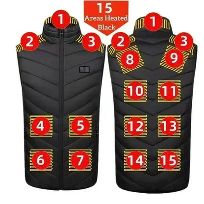 26 Areas USB Heated Vest Men Women Windproof Thermal Waistcoat Sleeveless Jacket for Skiing Hiking Motorcycle Winter Warm