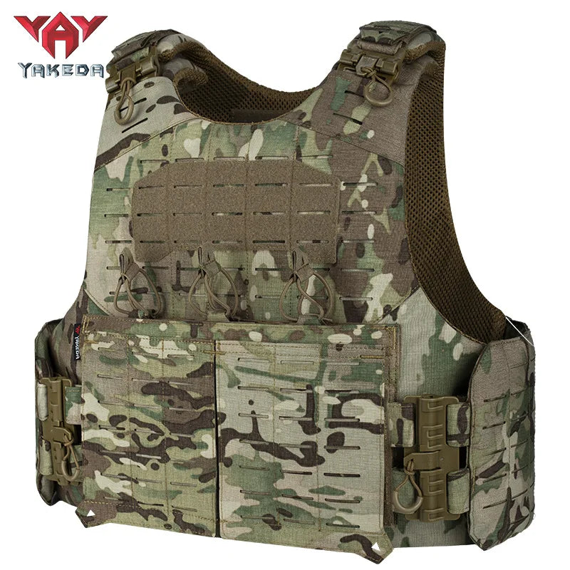 Yakeda Hunting Vest 1000D Quick Release Modular Laser Cutting Molle System Tactical Vest with Double Triple Magazine Pouch