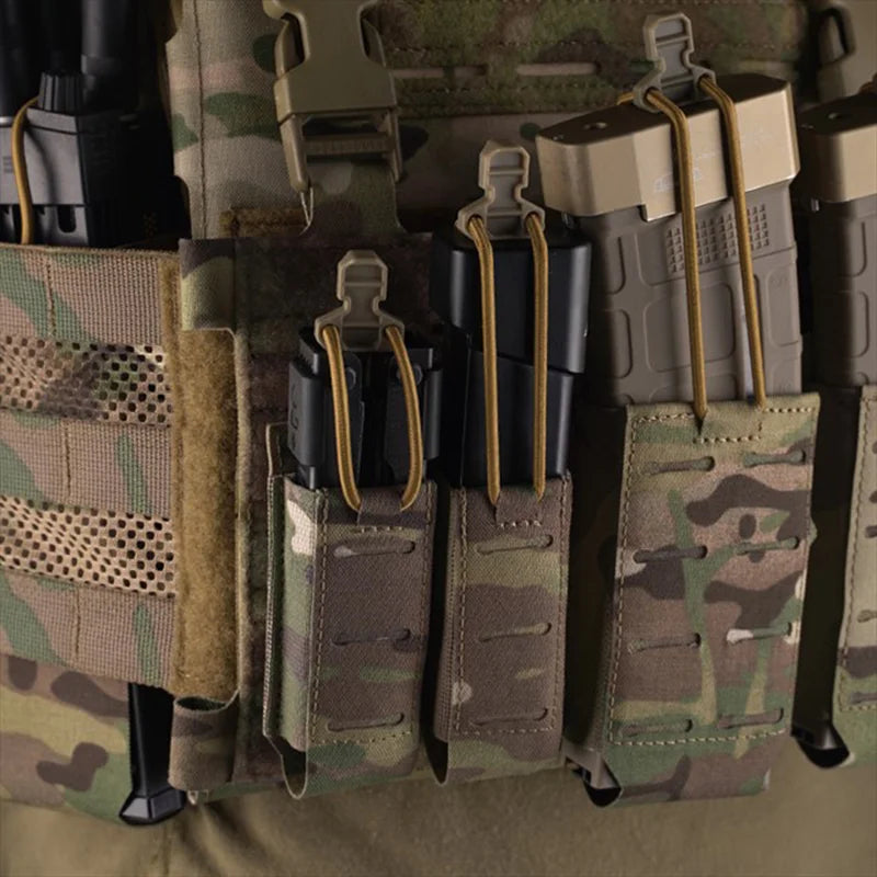 Double 9mm Pistol Mag Pouch  2.0 Holder Pouch MOLLE Panel Portable Airsoft Range Shooting Essentials