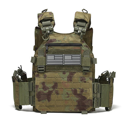 Black Multifunctional Hunting Vest with National Flag Sticker, Suitable for Outdoor Sports
