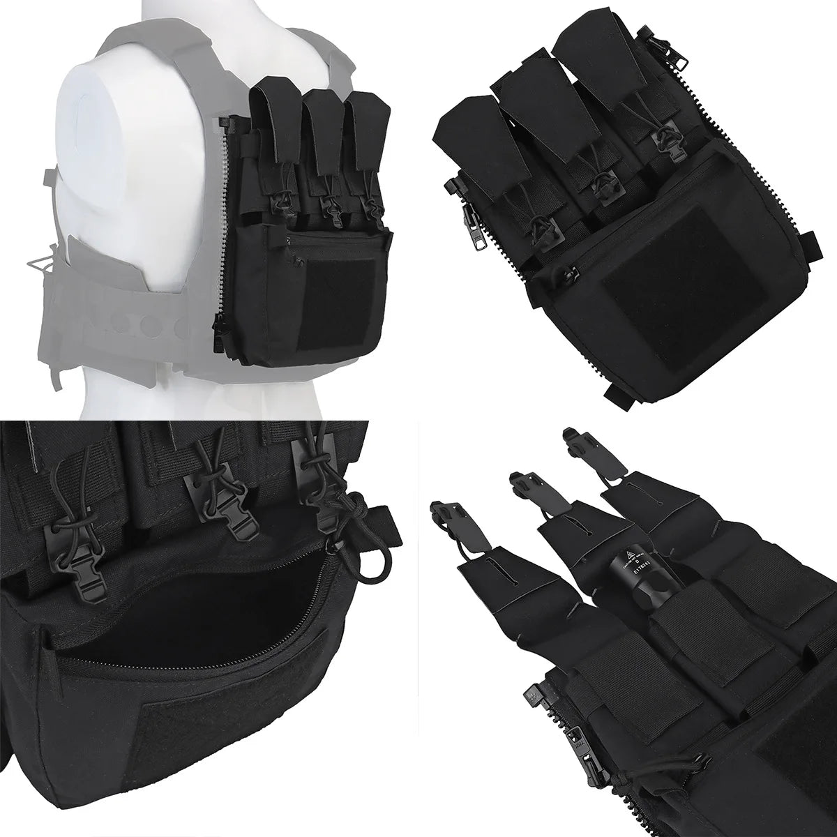 Tactical Multi purpose Bag Tactical Vest for FRO Style V5 Vest Back Panel Double Pouch Zip On Backpack Hunting Hiking