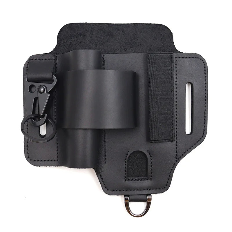 Tactical Multi Tool Belt Leather Bag Portable Tool Storage Bag Holster Key Holder Outdoor Camping Hunting Waist Leather Pocket