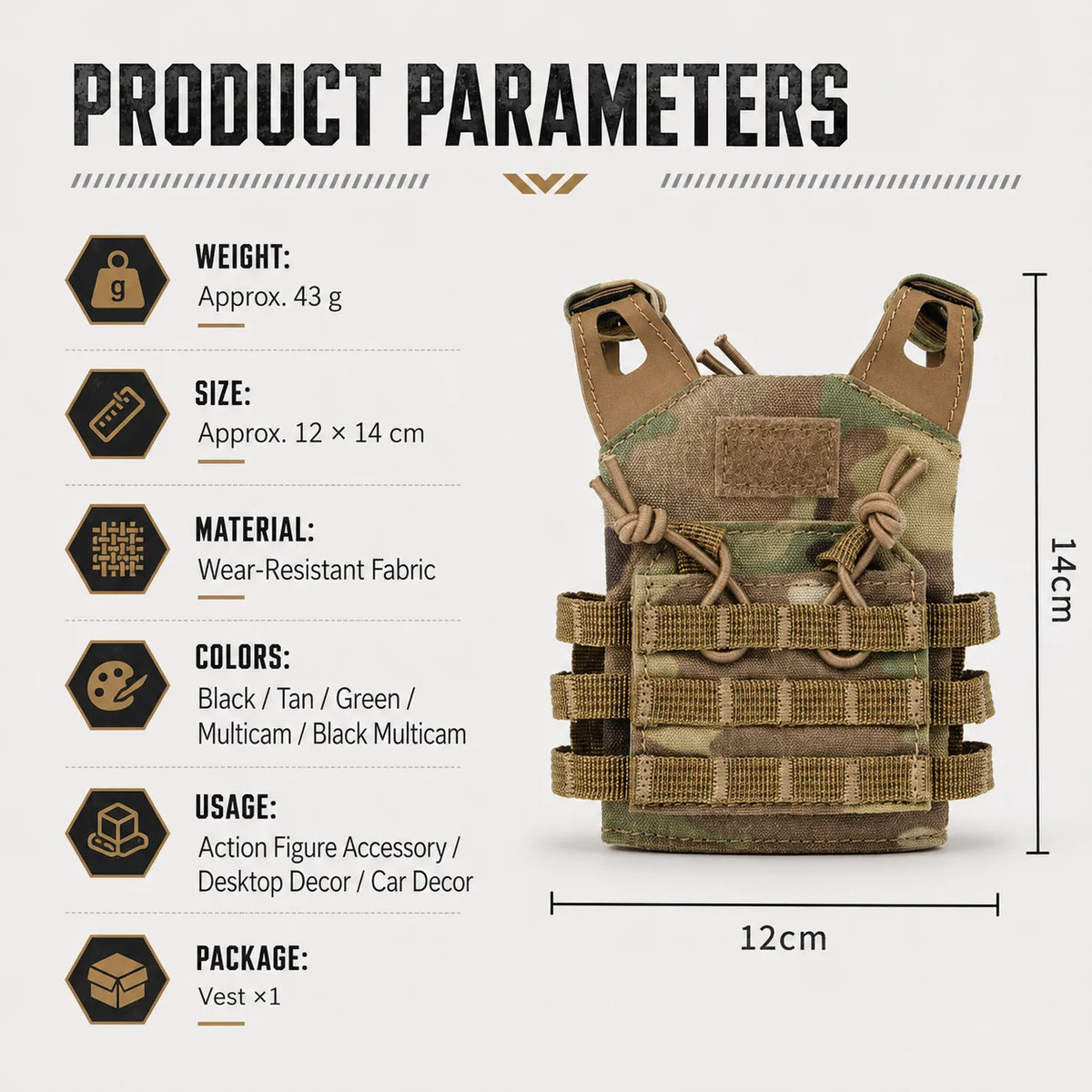 Mini Tactical JPC Vest Action Figure Accessory Multicam Plate Carrier Model Toy Desktop Car Decor Collectible Gear