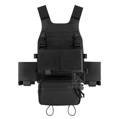 KRYDEX Tactical Men Vest Hunting Low Vis FCS Slickster Plate Carrier with MK3 Chassis Mag Pouch Dump Pouch PaintballGear