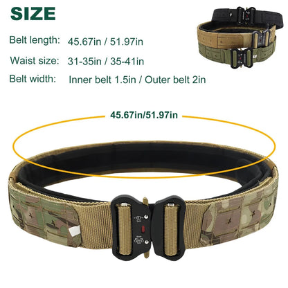 Military Tactical Belt Quick Release Metal Buckle Nylon Combat Waist Belt Multicam Camouflage Outdoor Hunting Airsoft Training