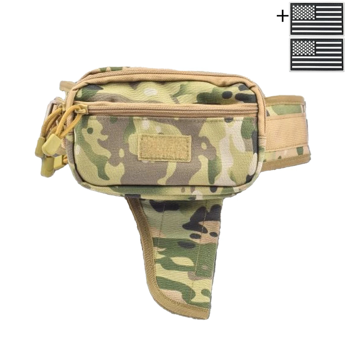 Outdoor concealed equipment bag with adjustable waist belt length, made of thick and durable hunting waist bag fabric