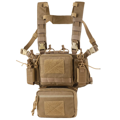 Lightweight Tactical Chest Rig Hunting Combat Vest Bag 500D Nylon Camouflage Quick Release With Two 9mmpistol mag Pouches