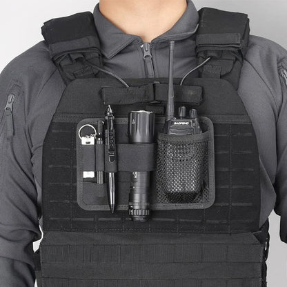 Tactical EDC Mesh Storage Pouch Hook Fasteners Modular Panel Organizer Adhesive Backboard Backpack Vest Expansion Accessory Bag