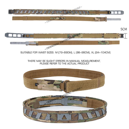 Battle Belt MOLLE Tactical Belt Outdoor Hunting Training Inner Outer Double Waist Belt Waistband with Magnetic Locate System