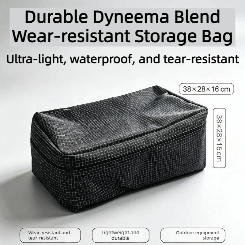 UHMWPE Grid Fabric Storage Bag with YKK Waterproof Zipper Wear Resistant Ripstop Outdoor Camping Gear Organizer Bag 38×28×16cm