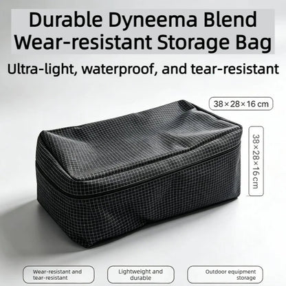 UHMWPE Grid Fabric Storage Bag with YKK Waterproof Zipper Wear Resistant Ripstop Outdoor Camping Gear Organizer Bag 38×28×16cm