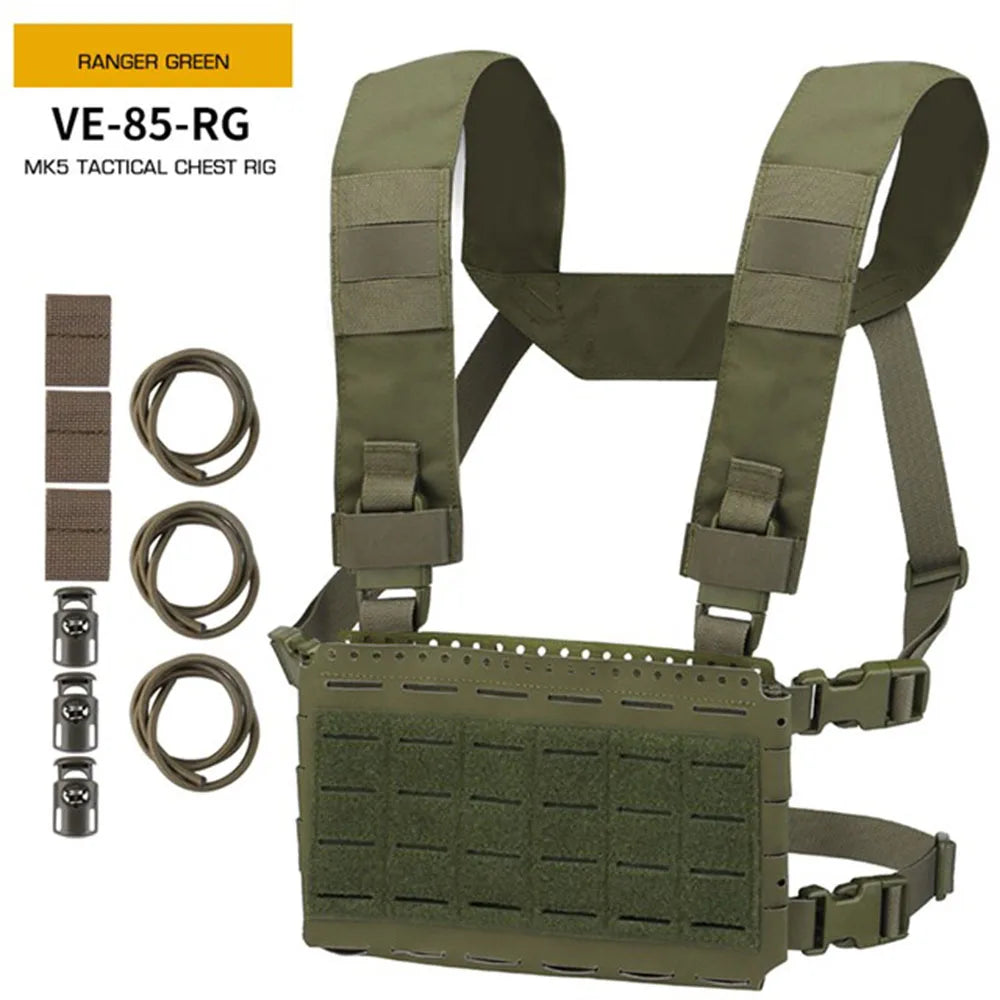 Tactical MK5 Chest Rig Laser Cutting Molle SS Micro Fight Chassis Placard 5.56 Triple Magazine Pouch Vest Plate Carrier