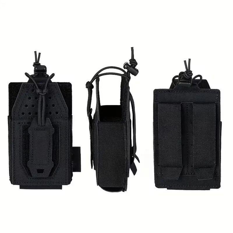 Portable MOLLE Radio Pouch for Walkie Talkie Open Top Quick Release Interphone Holder Bag Communication Gear for Hiking Camping