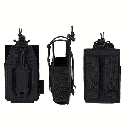Portable MOLLE Radio Pouch for Walkie Talkie Open Top Quick Release Interphone Holder Bag Communication Gear for Hiking Camping