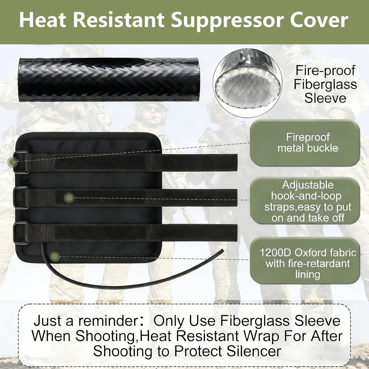 #1200℉ Heat Resistant Burnproof Airsoft Mufflers Wrap 5/6/7/9in Suppressor Cover for Hunting Gun Suppressors Protective Case