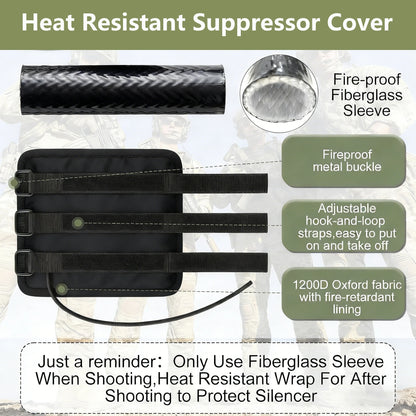 #1200℉ Heat Resistant Burnproof Airsoft Mufflers Wrap 5/6/7/9in Suppressor Cover for Hunting Gun Suppressors Protective Case