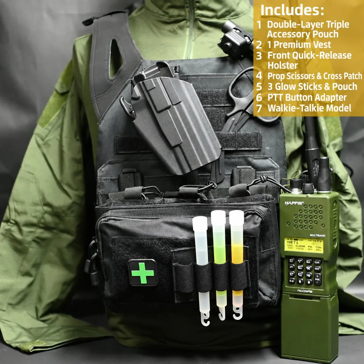 Tactical Combat Vest Set Airsoft Training Chest Rig Role Play Outfit for Wargame Paintball Outdoor Cosplay Equipment Gear Set