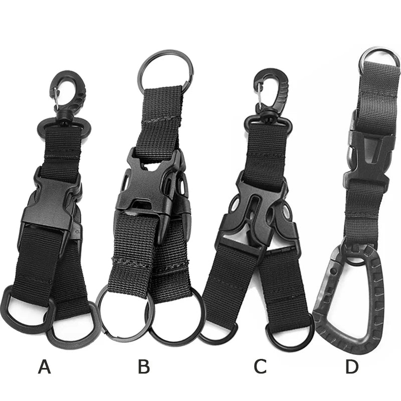 Tactical Gear Keychain Clip Nylon Belt Key Chain Key Holder Quick Release Buckle Key Ring Molle Bag Attachments Hooks