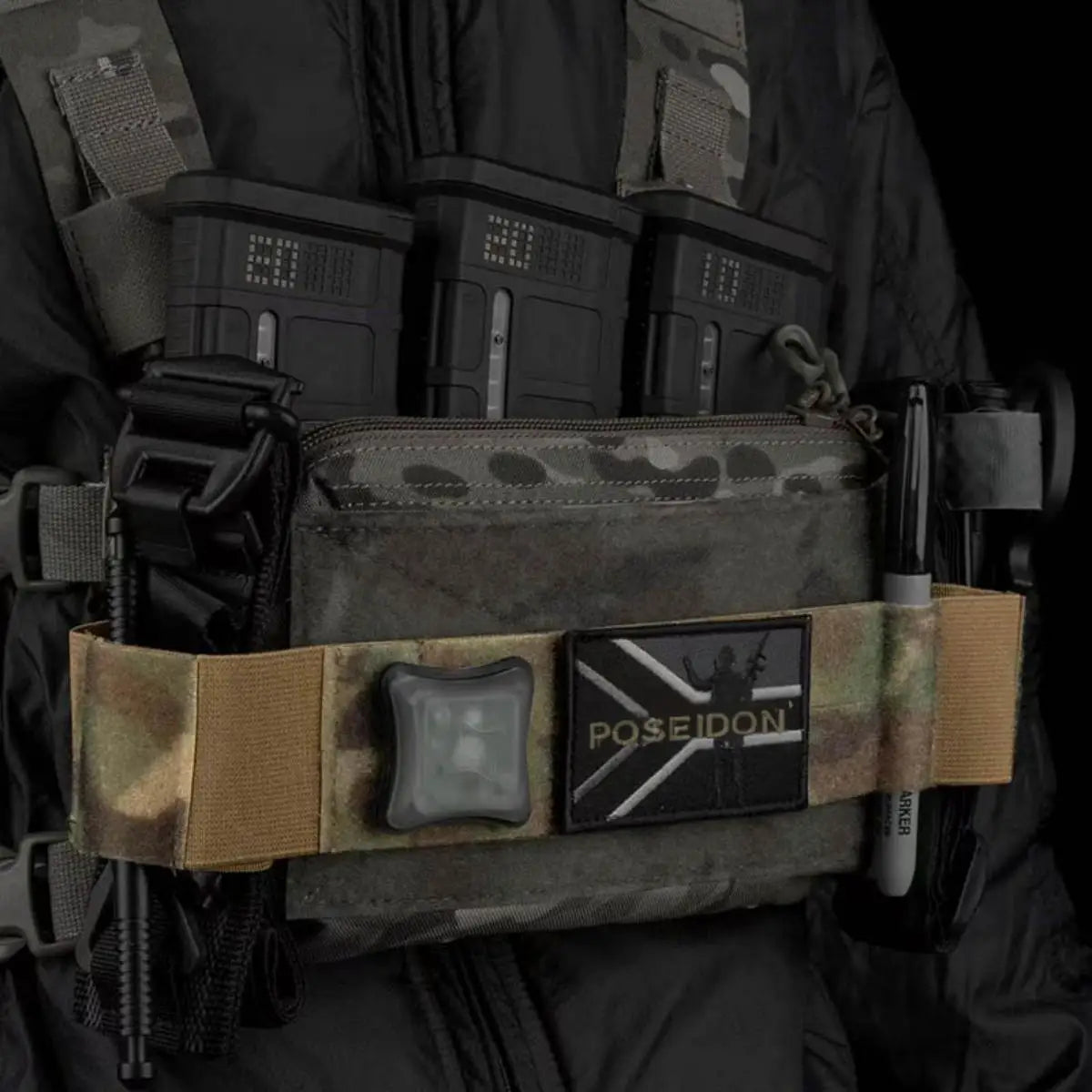Poseidon Defense Extension Band Double-Layer Elastic Strap Carry Pen Tourniquets Scissors Lights Badges for MK4 Chest Rig