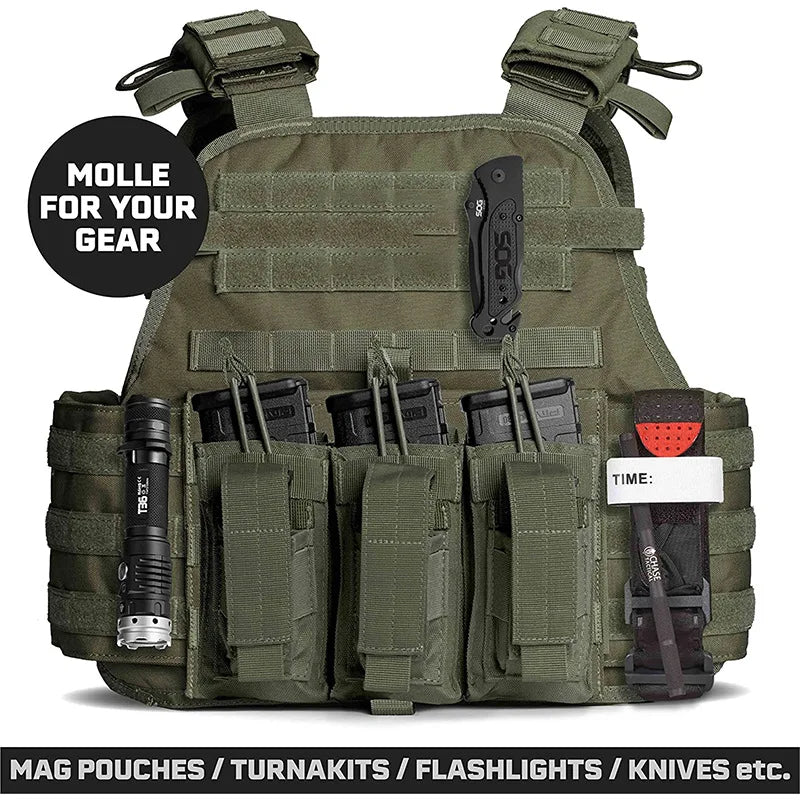Men Tactical Vest Plate Carrier Yakeda 1000D Molle Chest Rig Waterproof Wear-Resistant Easy Operate Molle Tactical Accessory