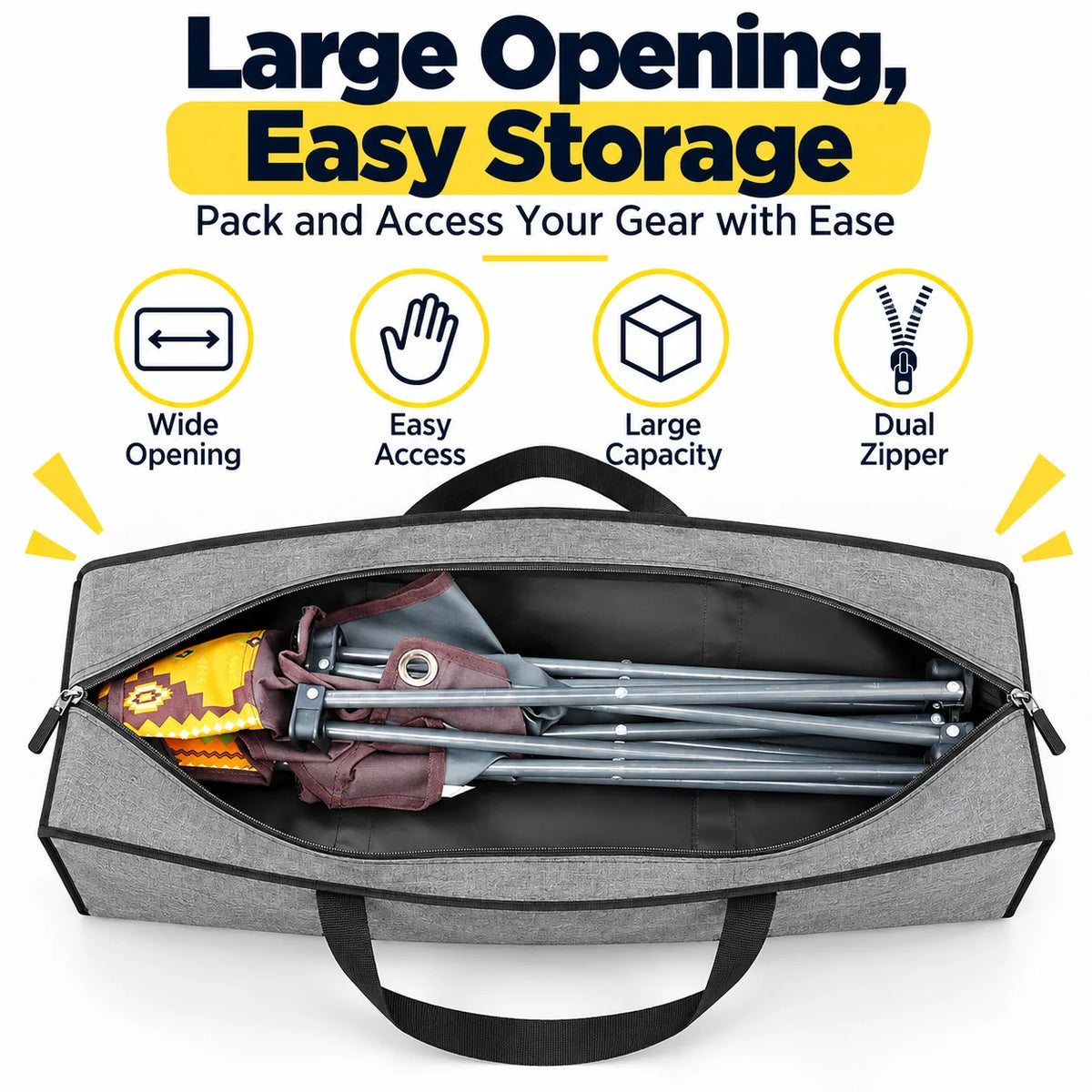 Cationic Oxford Fabric Outdoor Gear Storage Bag Large Rectangular Camping Equipment Carry Bag Dual Zipper Water-Resistant