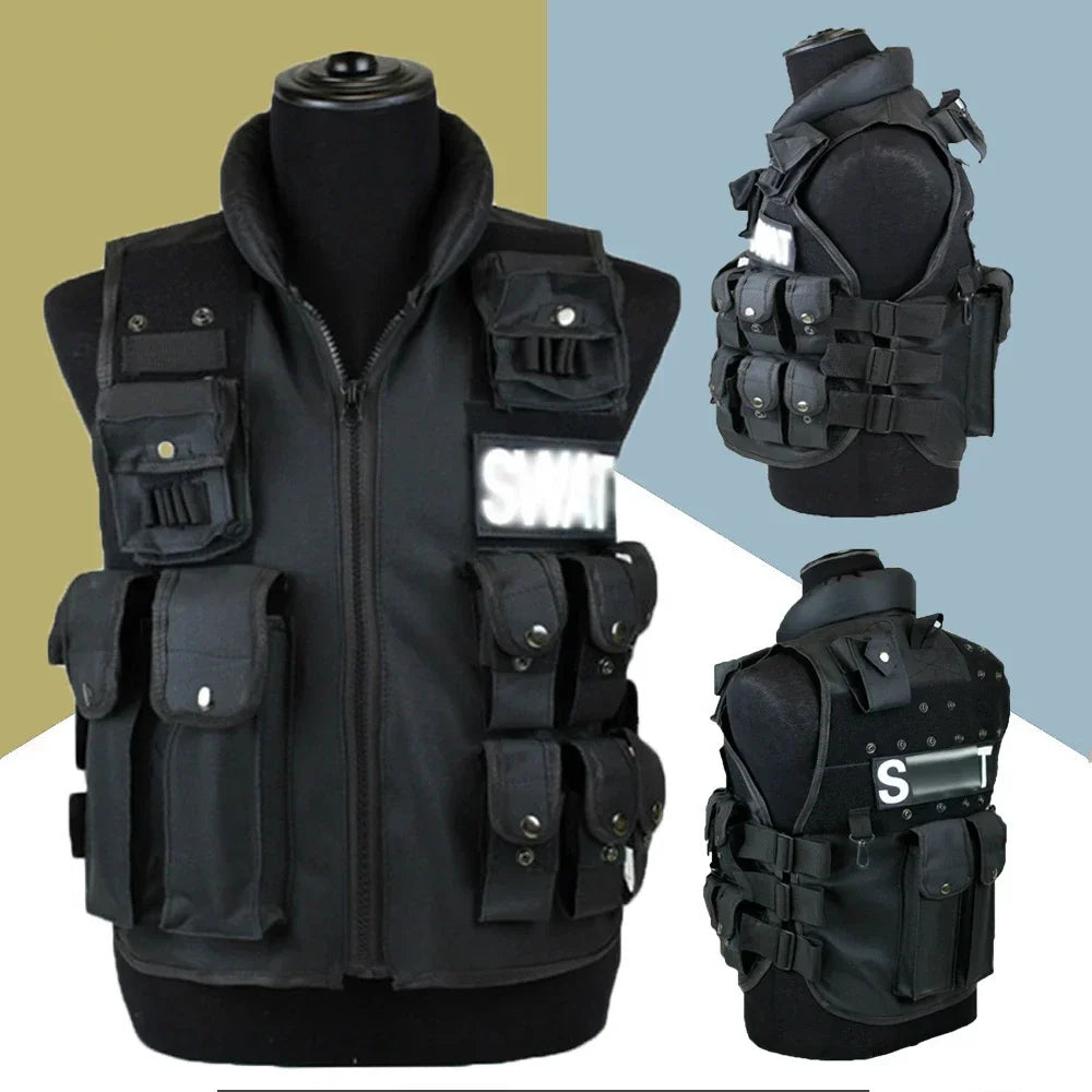 Multi Pockets Tactical Vest Hunting Outdoor Waistcaot SWAT Training CS Game Waist Coat Paintball Modular Security Guard Vests