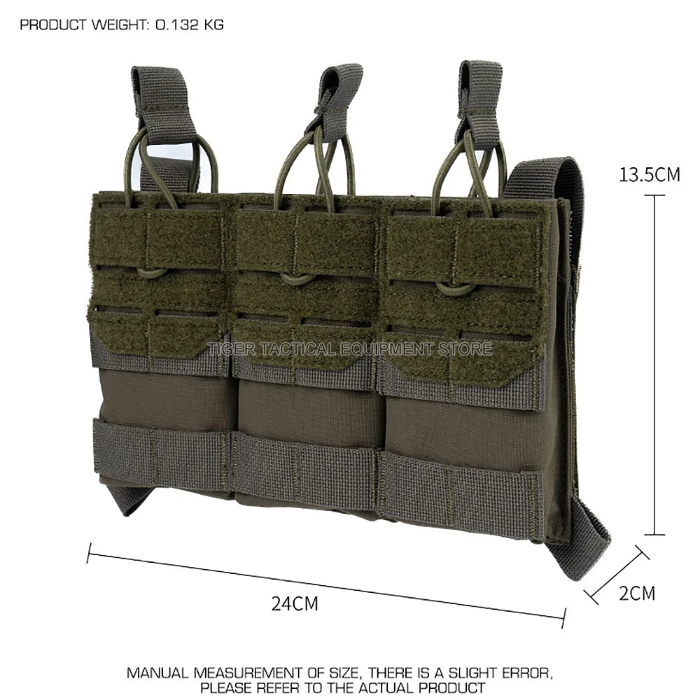 K Style Tactical Triple Magazine Pouch AR15 M4 5.56 Ag 3 Mag Pouch for Hunting Airsoft Molle Plate Carrier Placard Front Panel