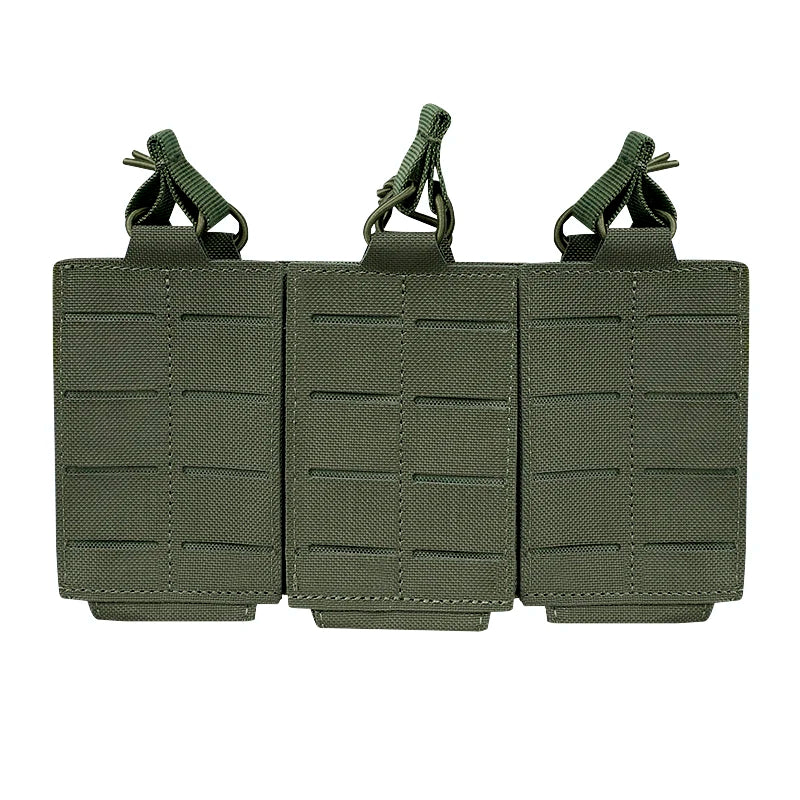 AG 3 MOLLE 5.56 M4 Triple Magazine Pouch Bungee Retention Tactical Vest K19 Plate Carrier Front Placard MAG Holder Bag Airsoft