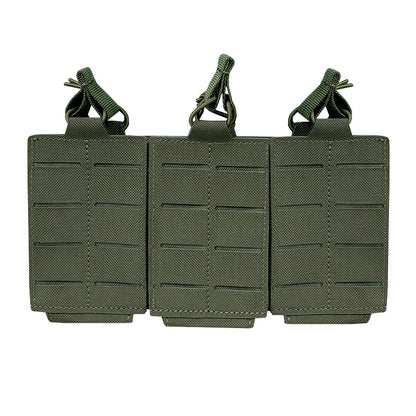 AG 3 MOLLE 5.56 M4 Triple Magazine Pouch Bungee Retention Tactical Vest K19 Plate Carrier Front Placard MAG Holder Bag Airsoft