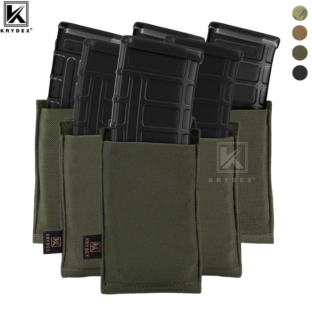 KRYDEX Fast Draw Tactical Elastic Magazine Pouch Single Double Triple 5.56 .223 M4 M16 Mag Pouch Molle Carrier Hunting Accessory