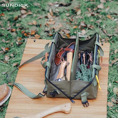 Outdoor Camping Tool Storage Bag Water‑Resistant Multi‑Compartment Hand‑shoulder Bag for Camping Hammer Stake Sundries Organizer