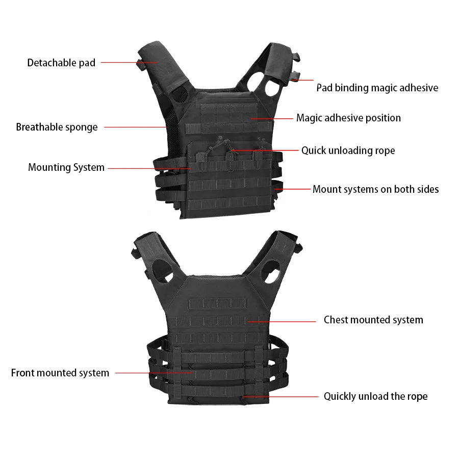 Tactical Vest Waterproof Outdoor Body Armor Lightweight JPC Molle Plate Carrier Hunting Vest CS Game Jungle Security Equipment