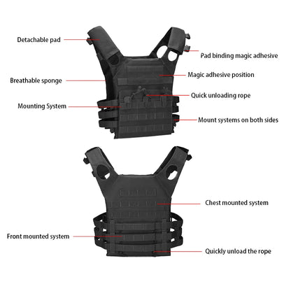 Tactical Vest Waterproof Outdoor Body Armor Lightweight JPC Molle Plate Carrier Hunting Vest CS Game Jungle Security Equipment