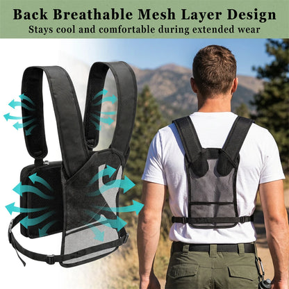 Tactical Radio Chest Bag Radio Vest Holder Pouch Walkie Talkie Vest Chest Harness Pouch Radio Storage Case Utility EDC Tool Bag
