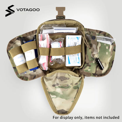 VOTAGOO Tactical IFAK Pouch – MOLLE Medical Bag & Miscellaneous Pouch, Military Fan Vest Expansion with Waist Bag