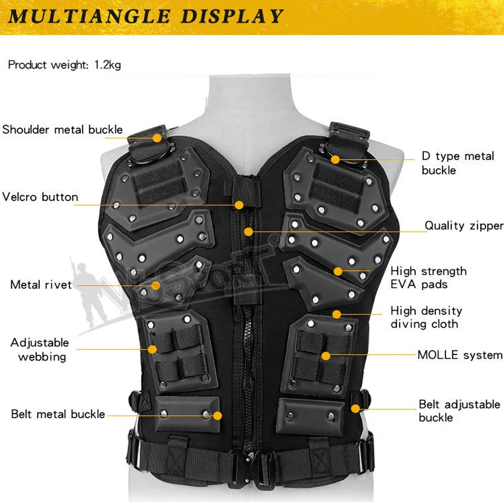 Tactisch Vest Hoge Kwaliteit Eva Beschermende Kleding Multifunctioneel Met Molle Systeem Airsoft Paintball Militar Combat Vest