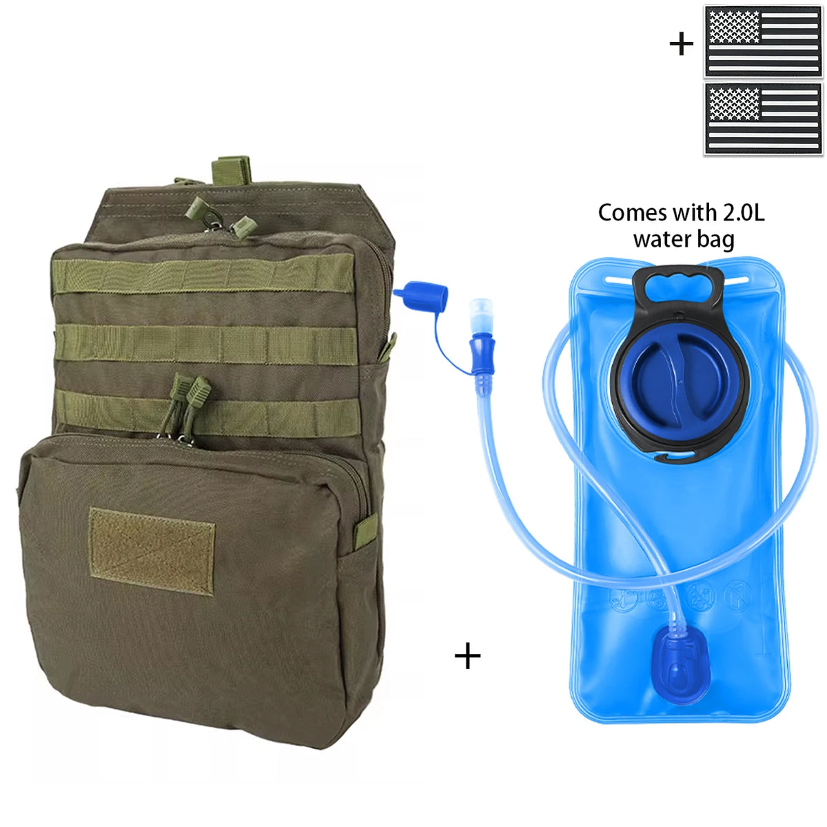 Outdoor Hunting Water Bag Set 2L Large Capacity Drinking Water Bag Portable Water Storage Bag for Hiking and Cycling