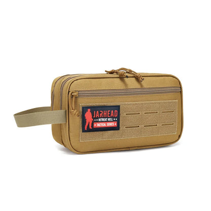 Double Zipper Tactical Toiletry Bag Travel Organizer Pouch MOLLE Hook Loop Morale Patch for Camping Hunting Hiking Daily Carry