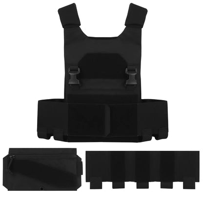 Tactical AC-1 Lightweight Vest Plate Carrier Set with Triple Magazine Elastic Pouch, Candy Storage Hunting Bag, 2.5cm Buckle