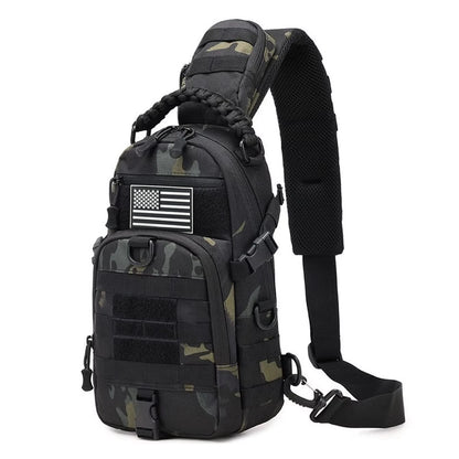 Single shoulder chest bag, widened and thickened shoulder pad, MOLLE system, multi hanging point design, woven handle