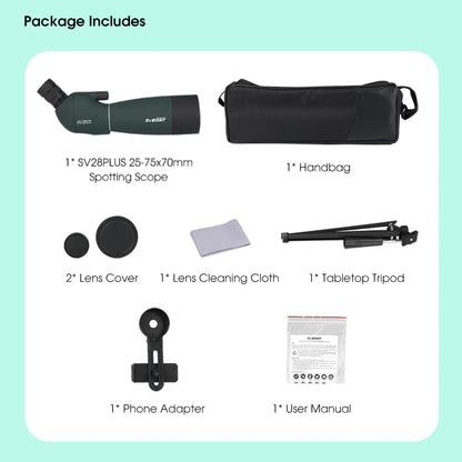 Svbony SV28plus 50/60/70mm Spotting Scope Powerful Zoom Telescope Long Range PORRO Prism Suit Archery Target Shooting Camping
