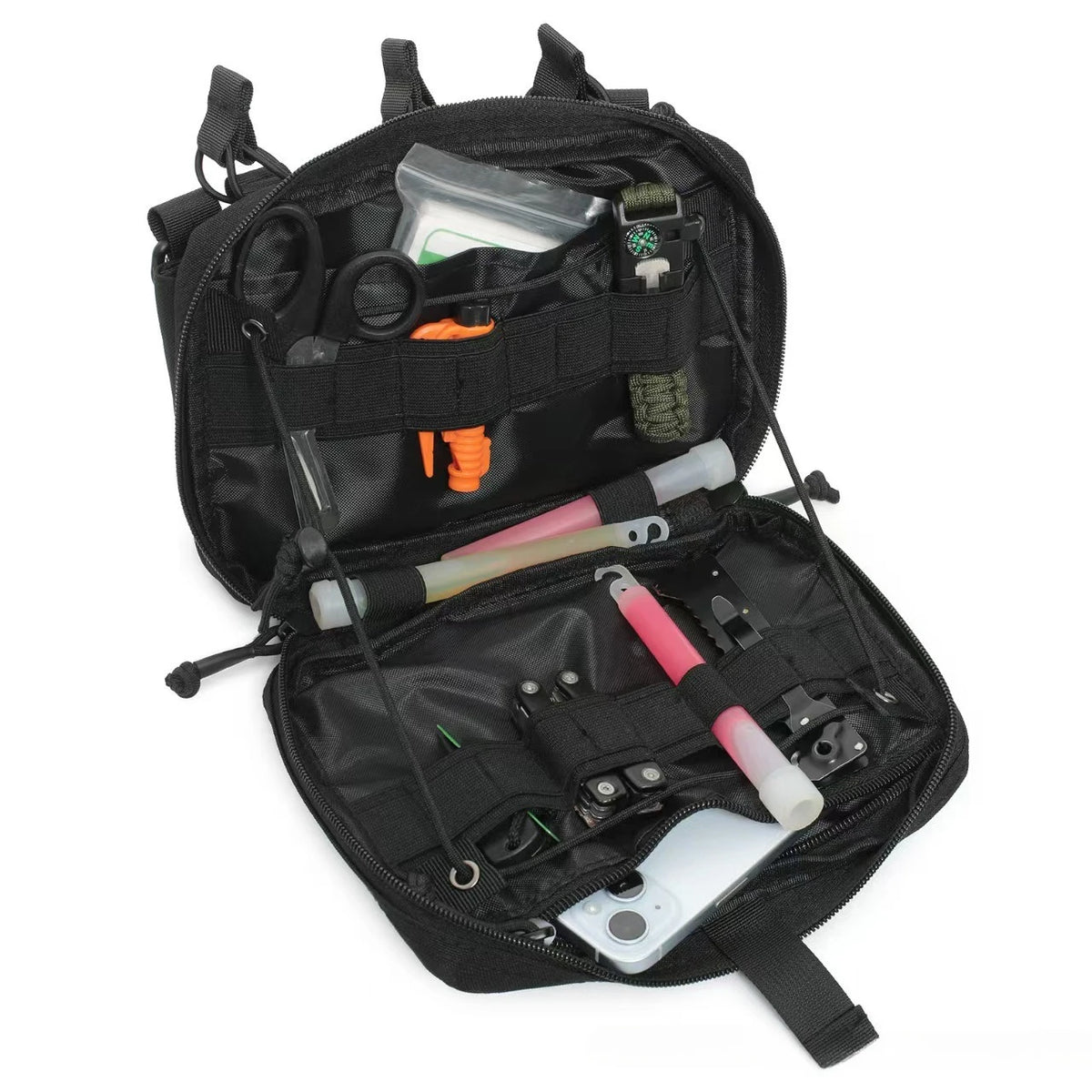 Tactical Mag Admin Pouch, Molle Utility Tool Pouch Medical EMT Organizer with Triple Stacker Magazine Holder for M4 M16