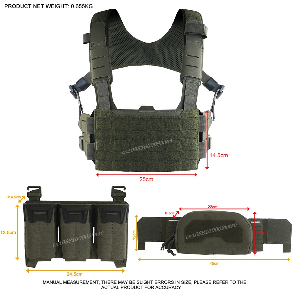 K Style Tactical Chest Rig Set with Triple Mag Pouch 2Nd Layer Admin Pouch Modular Field Strap KZ MOLLE Expansion Hunting Gear