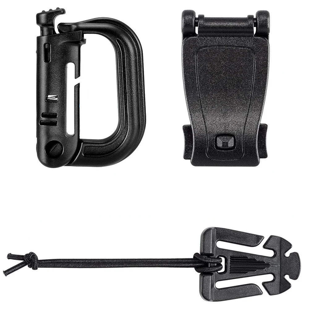 30pcs Attachments for Molle Bag Backpack Vest Belt D-Ring Locking Gear Clip Web Dominator Elastic Strings