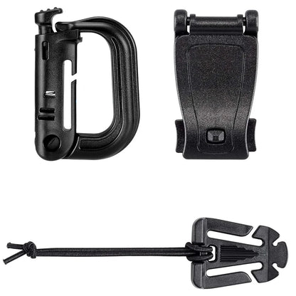 30pcs Attachments for Molle Bag Backpack Vest Belt D-Ring Locking Gear Clip Web Dominator Elastic Strings