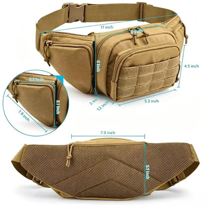 1Pc Waterproof Tactical Molle EDC Fanny Pack Concealed Carry Lightweight Durable for Hiking Camping Outdoor Daily Travel